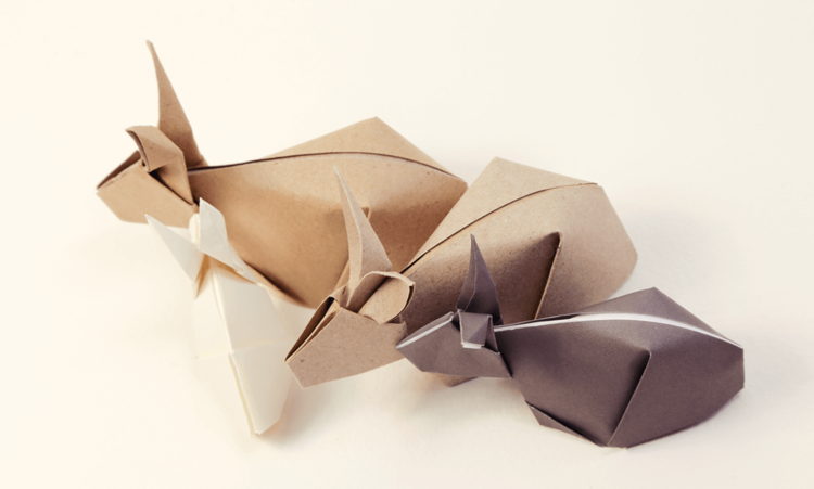 origami-animaux-lapins-papier-brun-gris origami animaux