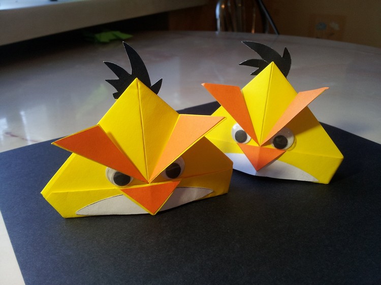 origami-animaux-poussins-jaunes