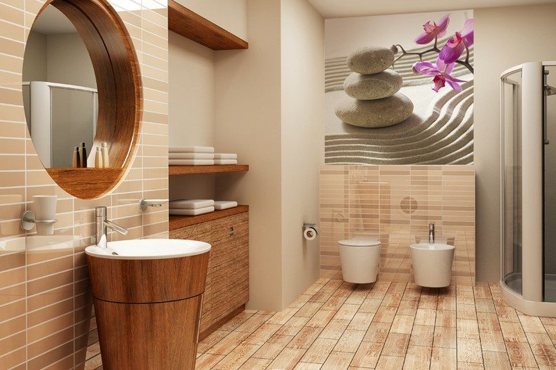 Papier peint salle de bain moderne 30 idées ingénieuses Deco galet salle de bain