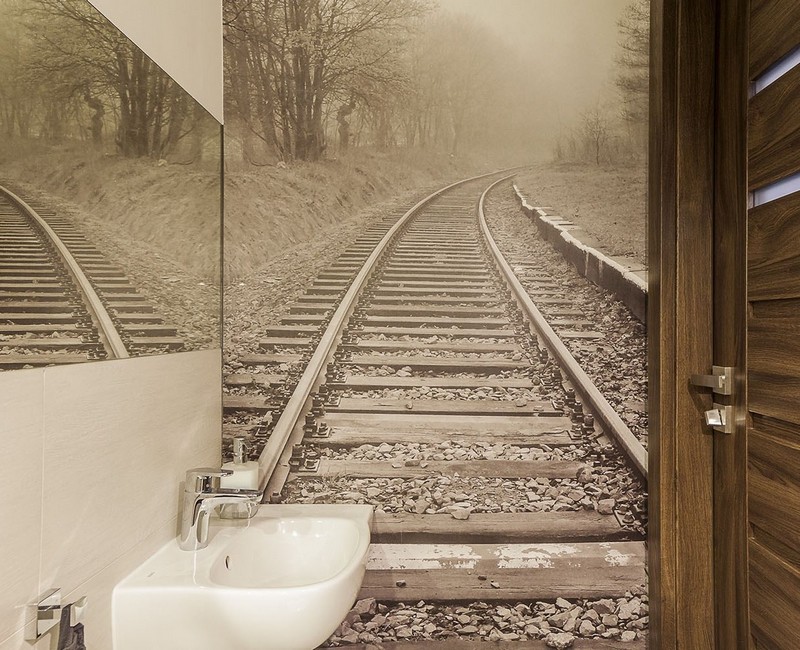 papier-peint-salle-bain-photographie-moderne-rails-noir-blanc