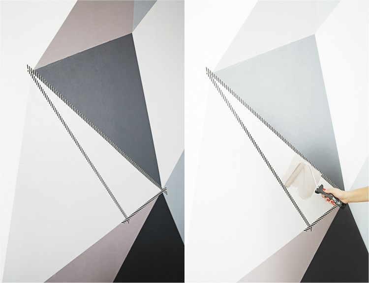 peinture-decorative-dessin-geometrique-triangles-forme-differente peinture décorative