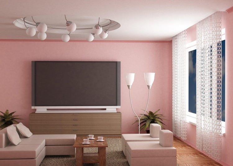 peinture-rose-poudré-meubles-design-assortis-table-basse-bois-massif