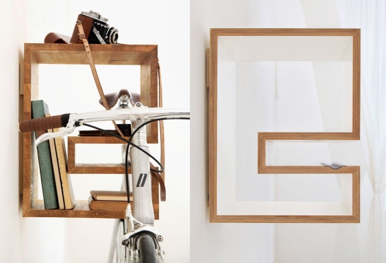 porte-vélo-mural-design-moderne-étagère-bois-forme-cube
