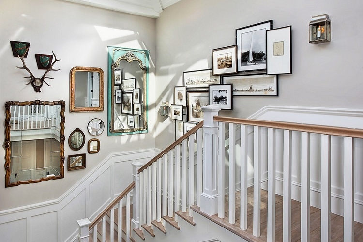 rénovation-escalier-idée-décoration-magnifique-cadres-miroirs