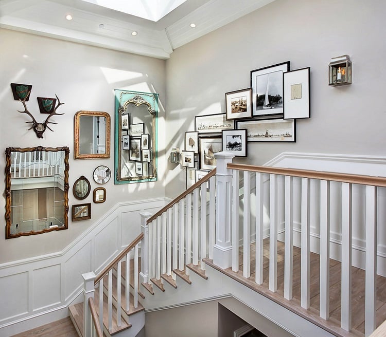 rénovation-escalier-idée-décoration-magnifique-cadres-miroirs
