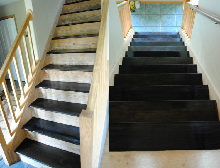 rénovation-escalier-marches-peintes-noires-contremarches-bois-naturel