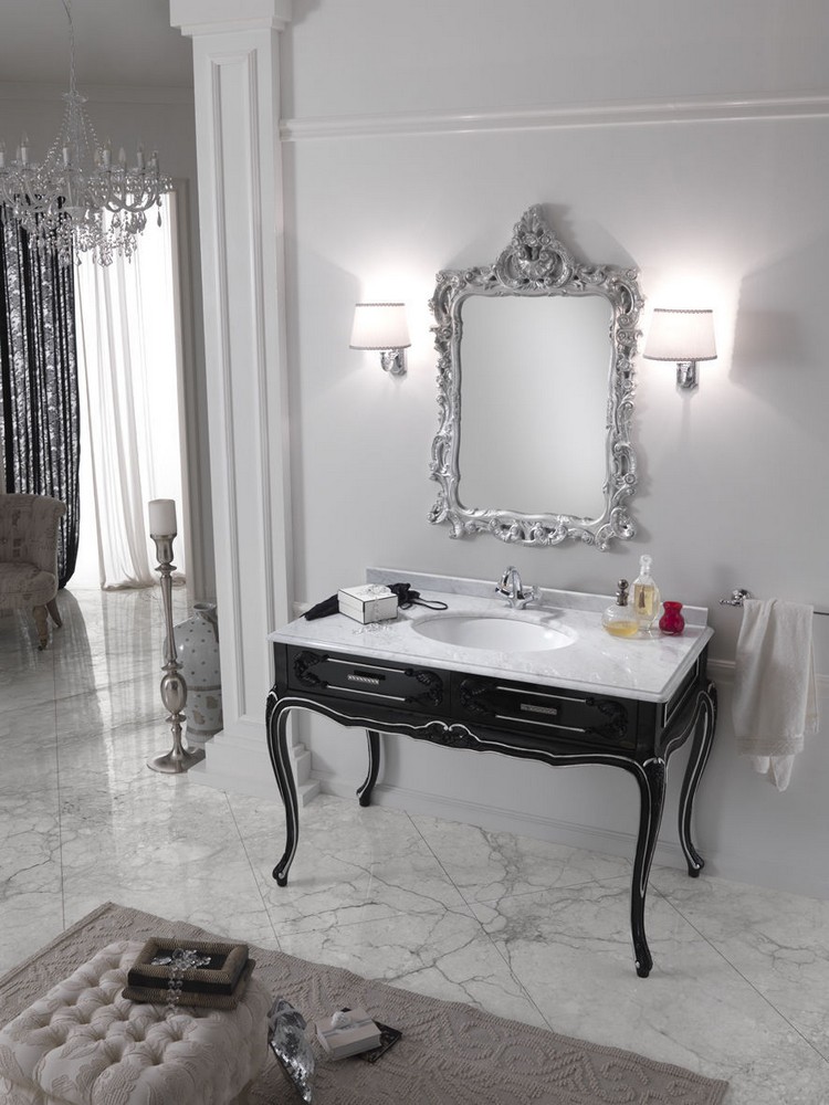 salle-bain-baroque-console-noir-miroir-argenté