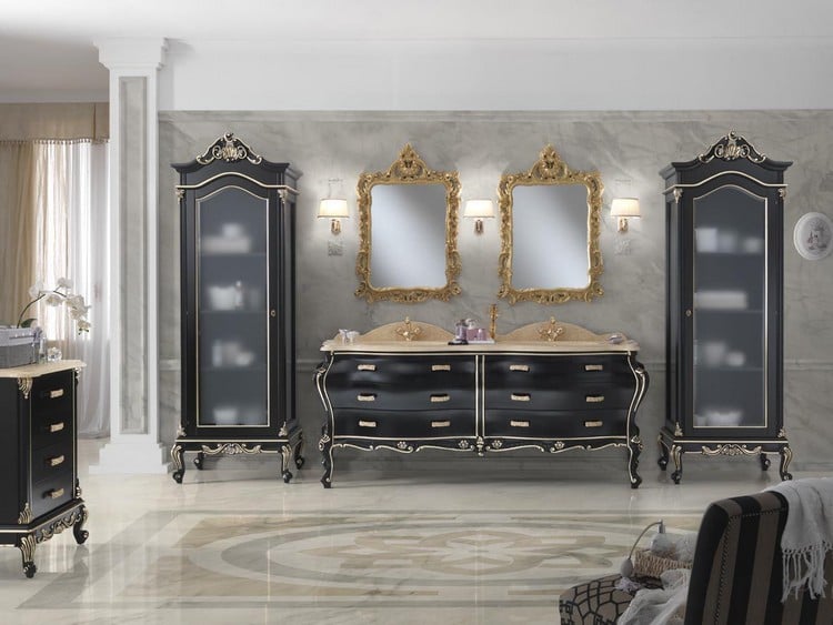 salle-bain-baroque-mobilier-noir-miroir-miroir-doré