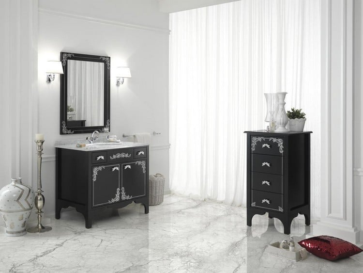 salle-bain-baroque-mobilierèlaquée-noir-sol-marbre