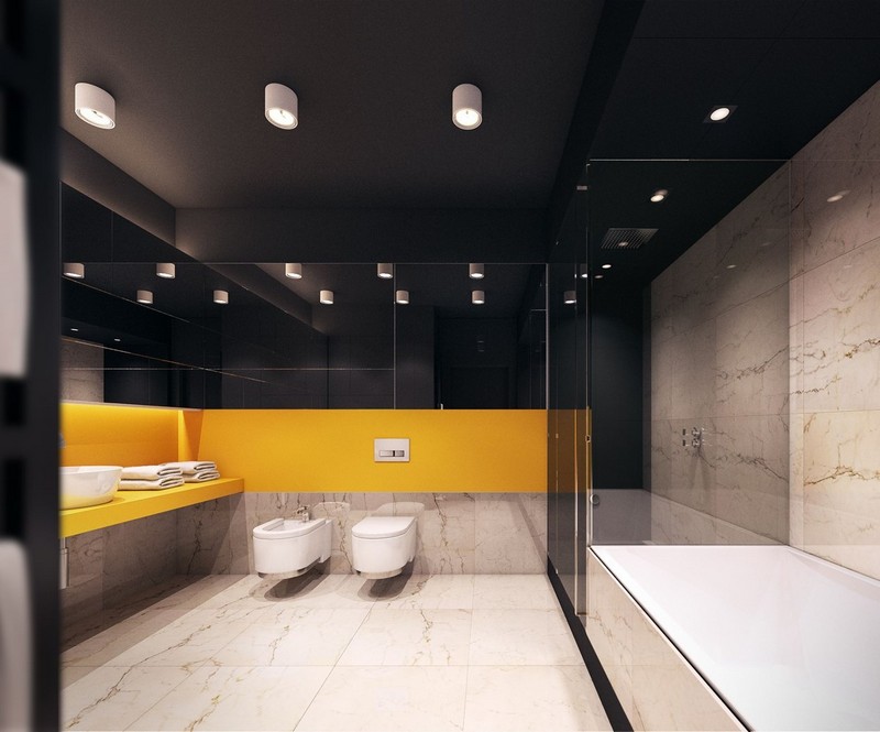 salle-bain-noir-blanc-accent-plan-vasque-jaune