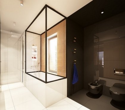 salle-bain-noir-blanc-baignoire-cabine-luxe-sanitaire-noir