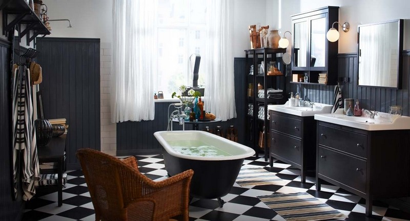 Salle de bain noir et blanc ou en tons contrastés en 40 idées Décor Baignoires Pieds