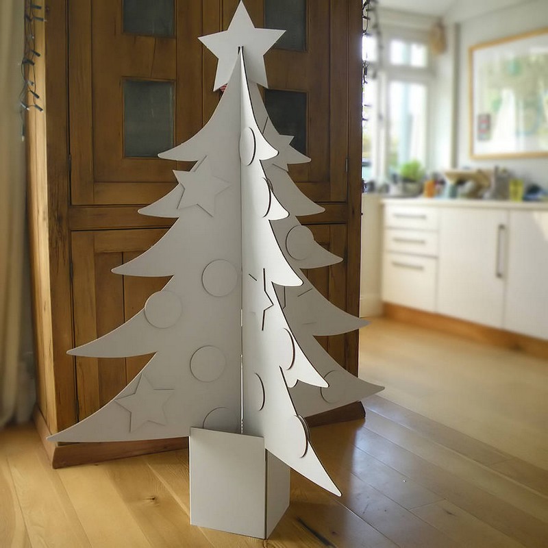 sapin-Noel-original-carton-blanc-découper-colorer-assembler