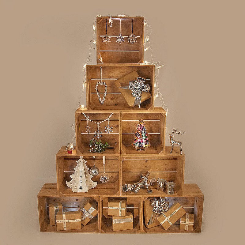sapin de Noël original pyramide caisses-bois-déco-chic