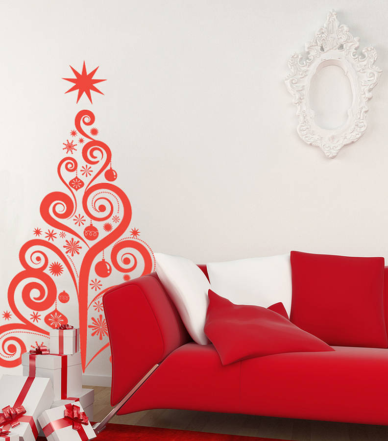 sapin-Noel-original-sticker-mural-arabesques-rouges