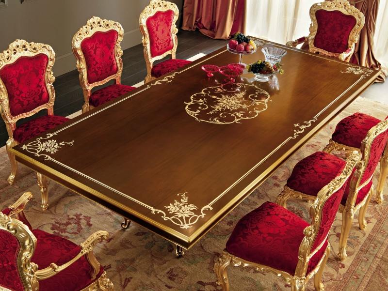 style-Louis-XV-table-manger-acajou-décor-marqueterie-florale
