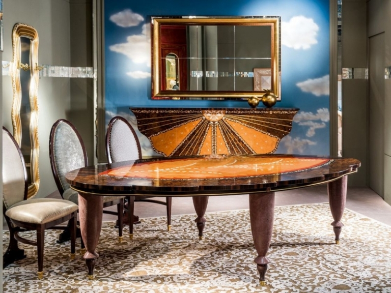 style-Louis-XV-table-manger-ovale-acajou-marron-laqué
