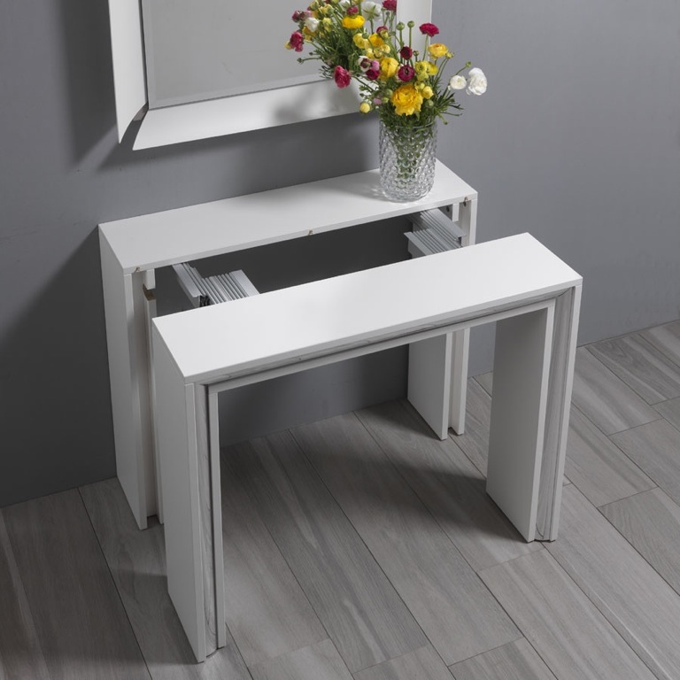table gain de place blanche - console extensible moderne