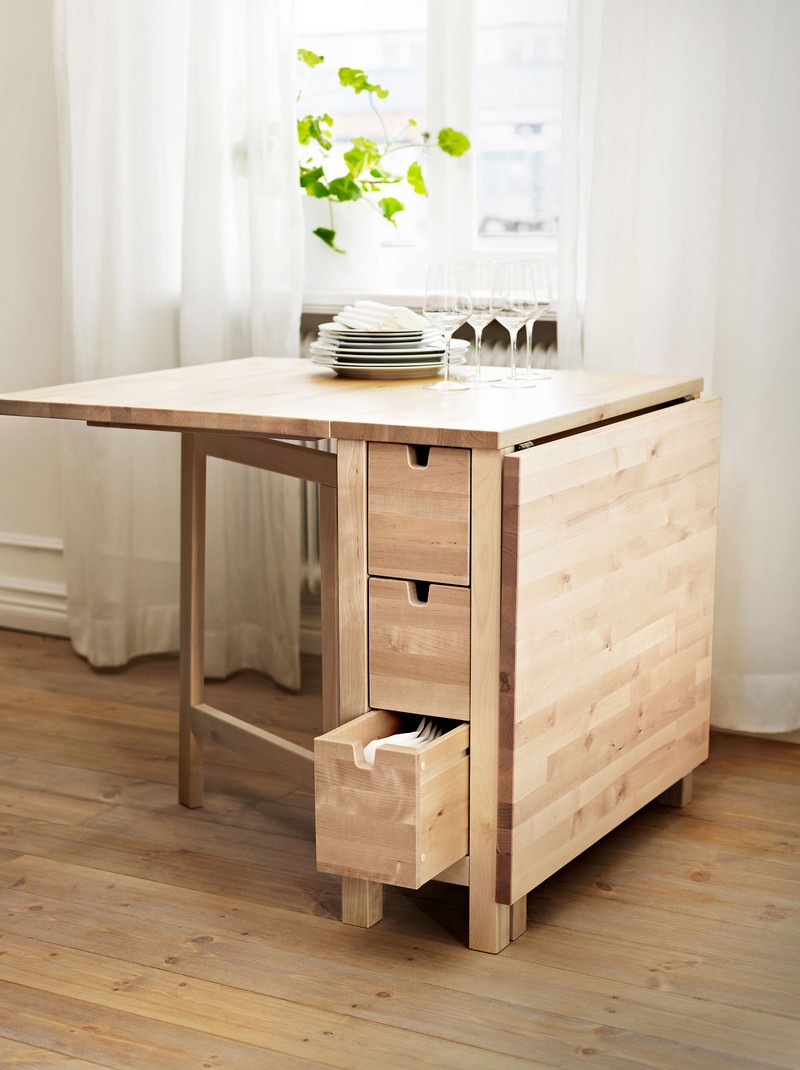 table-gain-place-bois-massif-tiroirs-rangement-Ikea