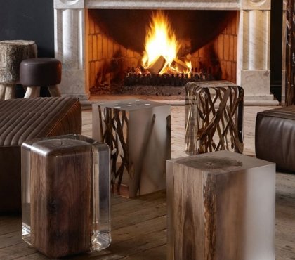 table de salon design exceptionnel tronc arbre cubes glace