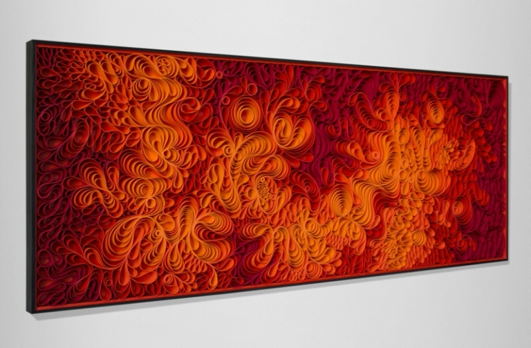 tableau-design-abstrait-papier-coloré-rouge-orange-effet-ombré