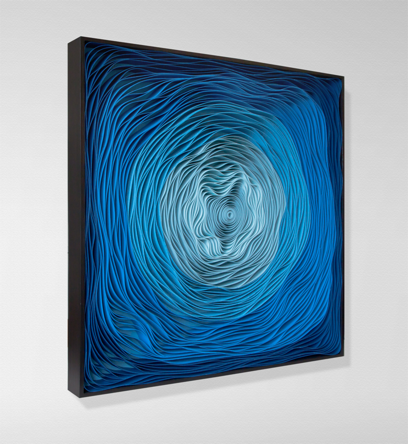tableau design abstrait-spirale-quatre-nuances-bleu-Stallman-Particle-Fever