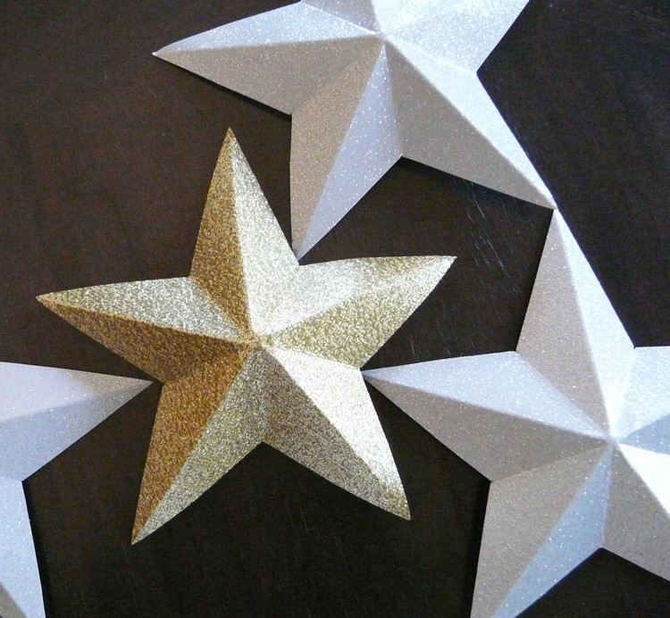 étoile-Noël-papier-pailletté-or-argent