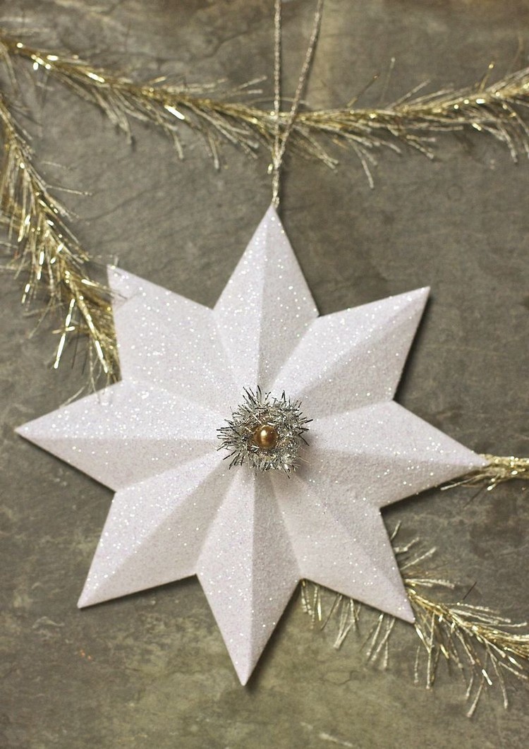 étoile-Noël-papier-pailletté-plié-3D