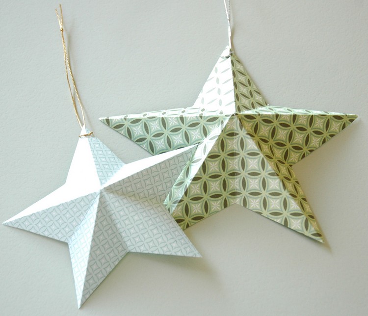 étoile-Noël-papier-plié-3D-motifs-colorés