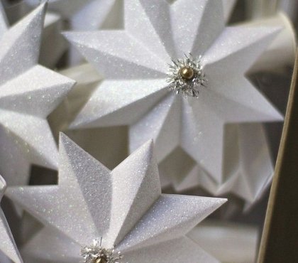 étoile de Noël en papier plié-paillettes-argentées