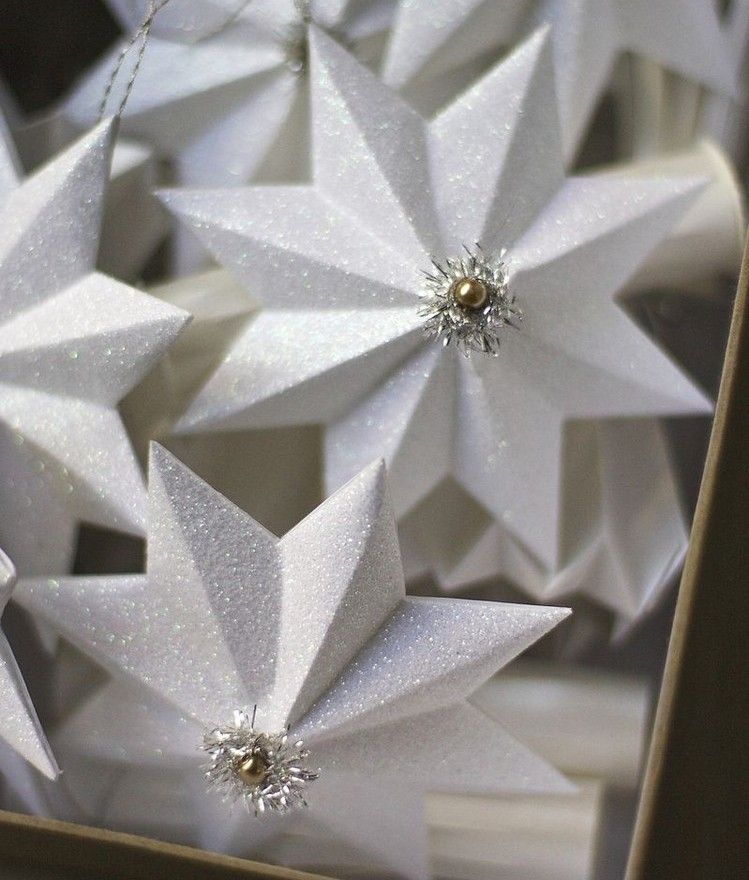 étoile Noël papier plié-paillettes-argentées
