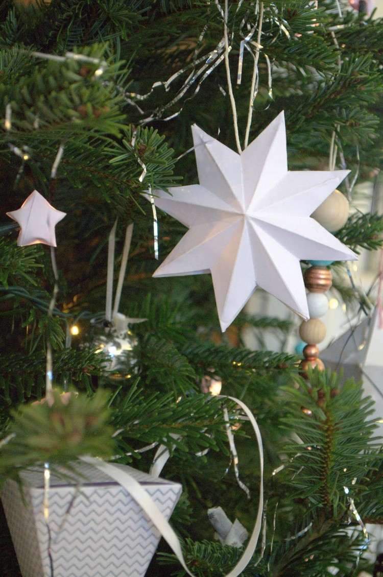 étoile-Noël-papier-plié-suspendue-3D-déco-sapin