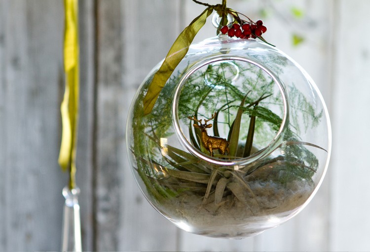boules de Noël en verre transparent décorer-soi-même-verdure-suspendre