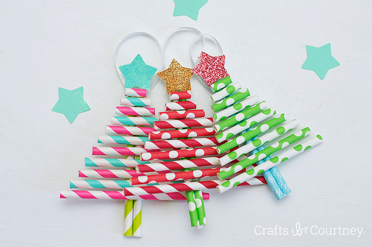 bricolage-noel-enfant-sapins-noel-pailes-papier-multicolores bricolage Noël enfant