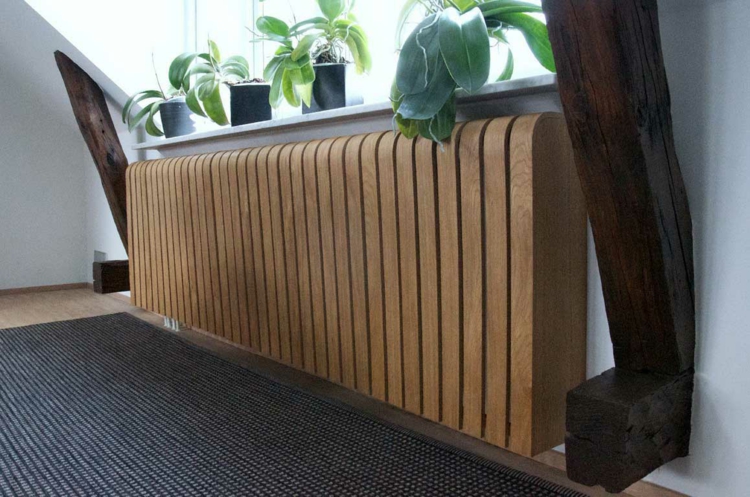 cache radiateur design bois-massif-plantes-décoratives