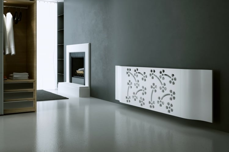 cache-radiateur-design-métal-blanc-motifs-ajourés
