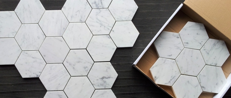 carrelage hexagonal marbre blanc Bianco Carrara