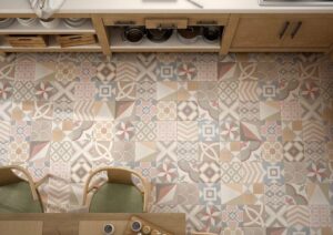 carrelage imitation carreaux de ciment motifs-divers-couleurs-pâles
