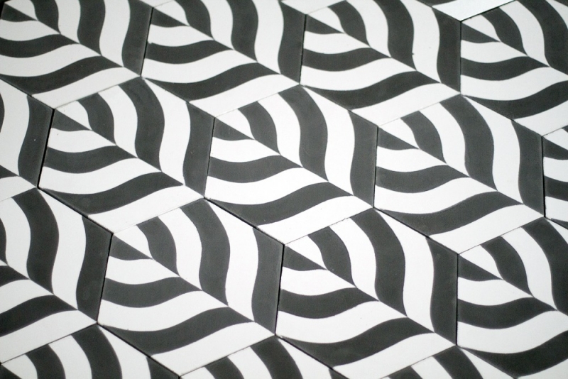 carrelage-imitation-carreaux-ciment-noir-blanc-forme-hexagonale