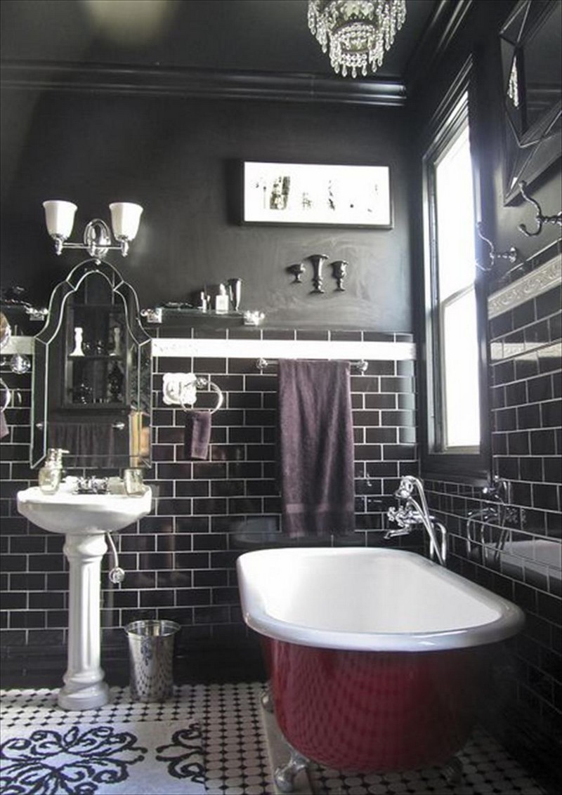 carrelage-metro-noir-joints-blancs-salle-bains-peinture-noire