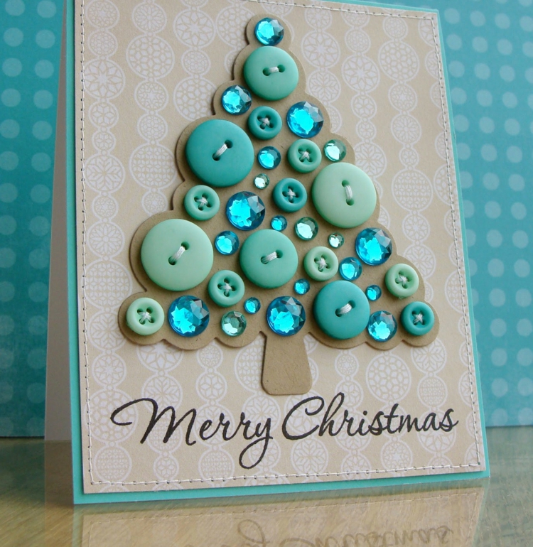 carte-voeux-Noel-décorer-soi-même-sapin-boutons-strass-turquoise