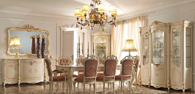 chaise-baroque-bois-blanc-tapissée-orange-pastel-meubles-bois-blanc