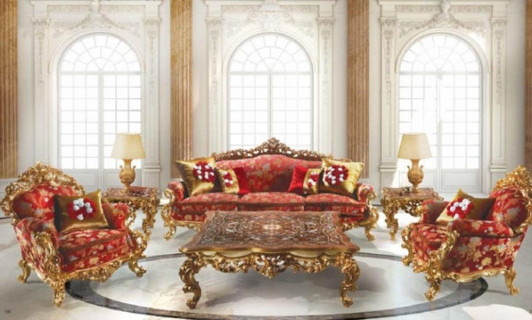 chaise-baroque-bois-doré-tapissée-velours-rouge-mobilier-assorti