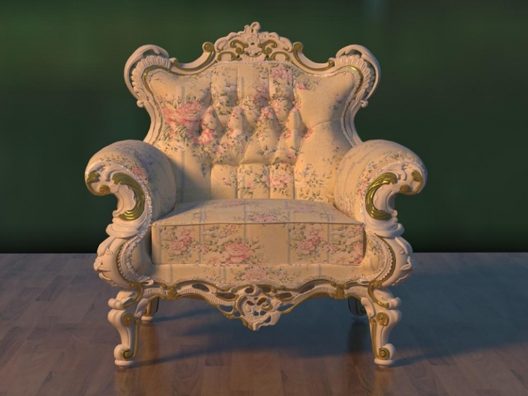 chaise-baroque-bois-repint-blanc-motifs-dorés