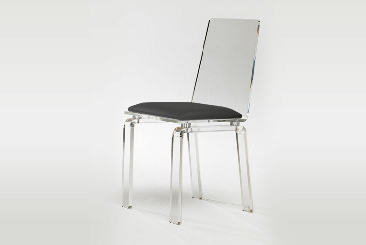 chaise design transparente assise rembourrée noire-Marais-International