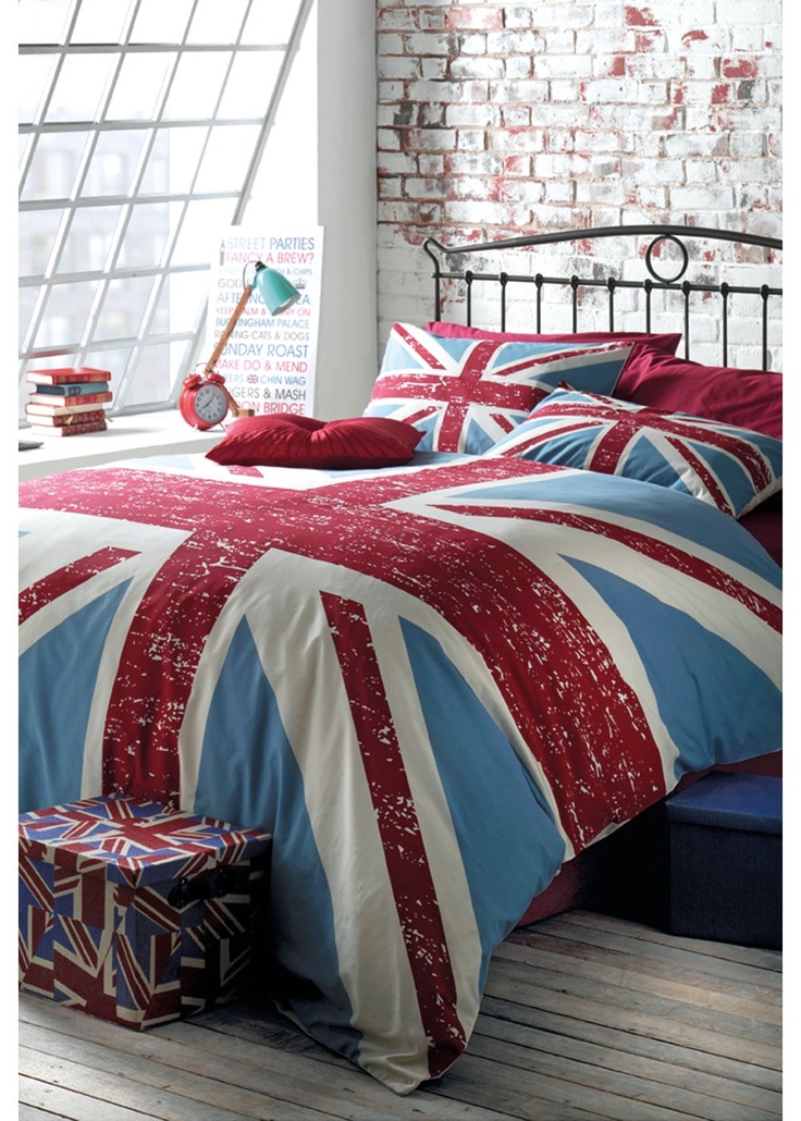 chambre-style-Londres-literie-drapeau-Grande-Bretagne