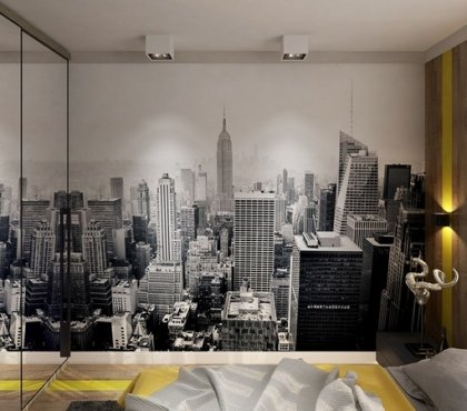 chambre-style-New-York-grand-poster-mural-noir-blanc-Skyline
