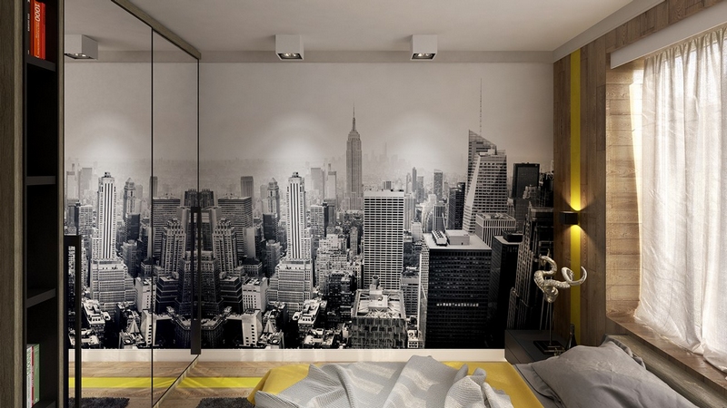 chambre-style-New-York-grand-poster-mural-noir-blanc-Skyline