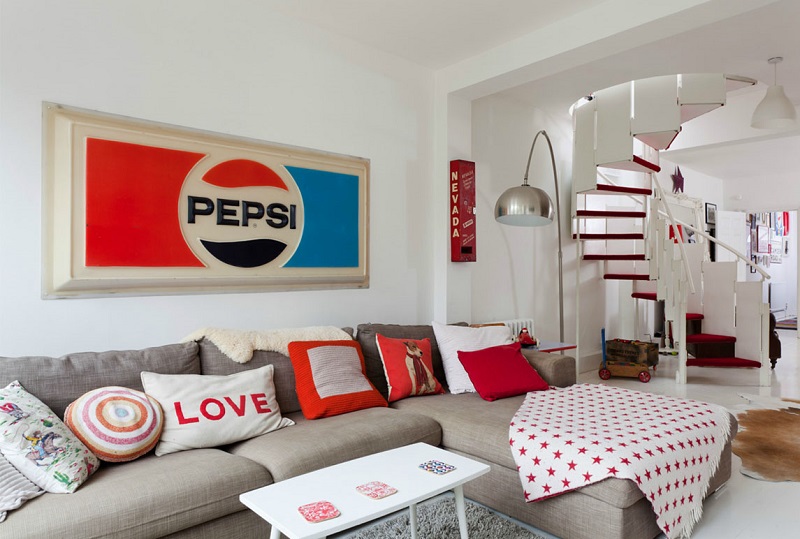 chambre-style-New-York-salon-tableau-Pepsi-escalier-colimaçon
