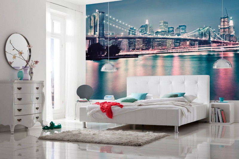 chambre-style-new-york-lit-blanc-neige-commode-assortie